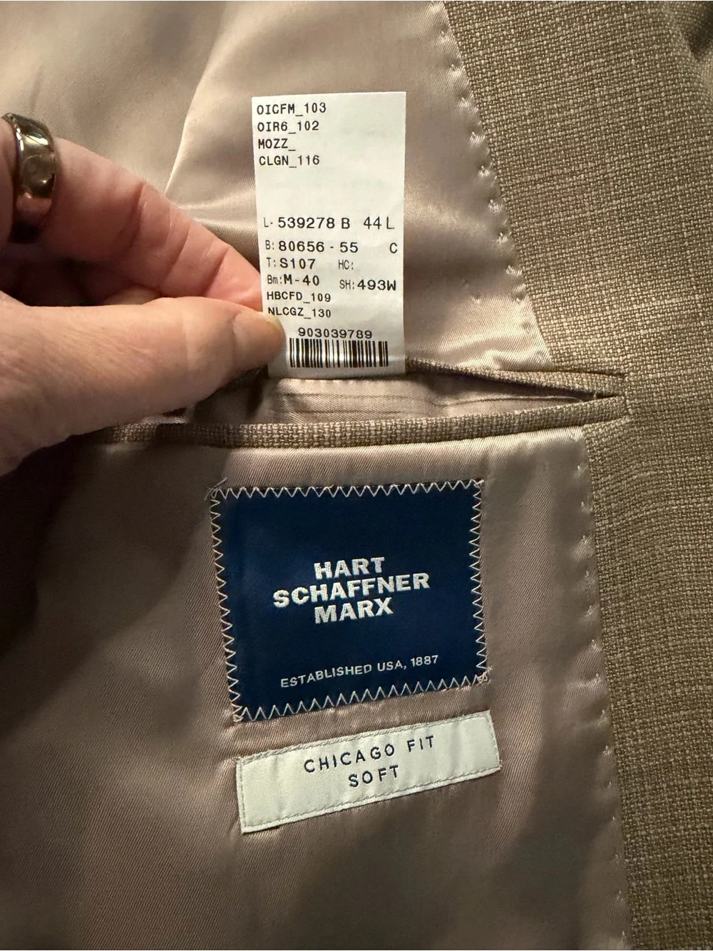 Hart Schaffner Marx Tan Sport Coat - Subtle Check 44L NWT Wool Lightweight